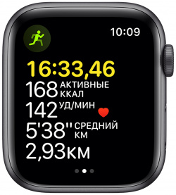 Часы Apple MKQ63RU/A Watch SE GPS 44мм корпус из алюминия серый космос + ремешок черный (MKQ63RU/A)