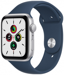 Часы Apple MKQ43RU/A Watch SE GPS 44мм корпус из алюминия серебро + ремешок синий (MKQ43RU/A)