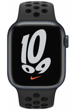 Часы Apple MKN43RU/A Watch Nike Series 7 GPS 41мм корпус из алюминия Темная ночь + ремешок Черный (MKN43RU/A)