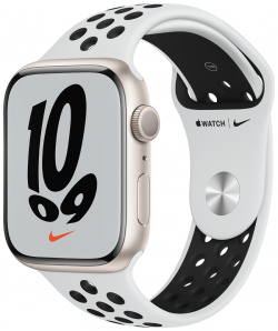 Часы Apple MKNA3RU/A Watch Nike Series 7 GPS 45мм корпус из алюминия Сияющая звезда + ремешок Серый (MKNA3RU/A)