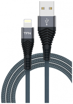 Дата кабель TFN CFZLIGUSB1MGR USB A Lightning оплетка текстиль Grey (CFZLIGUSB1MGR)