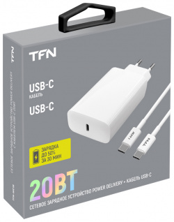 СЗУ TFN Кабель USB C  WC16 + дата TypeC PD 20W White