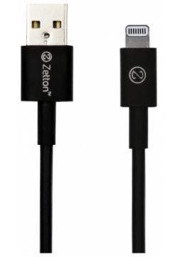 Дата кабель Zetton ZTUSBMFI1A8 USB A Lightning MFI 1м Black (ZTUSBMFI1A8)