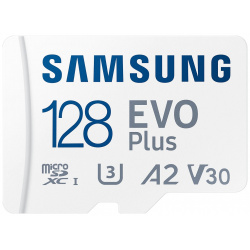 Карта памяти MicroSD Samsung MB MC128KA/RU EVO Plus 128Gb Class10 White (MB MC128KA/RU)