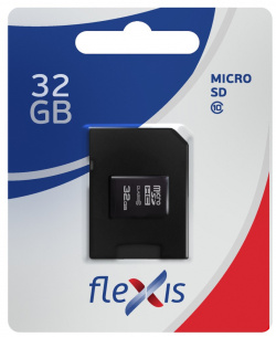 Карта памяти MicroSD FLEXIS 0305 1467 32Gb Class10 с адаптером Black
