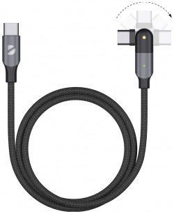 Дата кабель Deppa 72330 USB C поворотный 3А алюминий нейлон Black