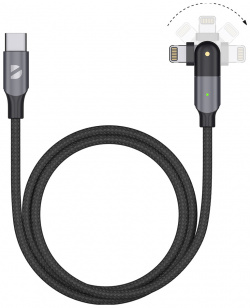 Дата кабель Deppa 72331 USB C  Lightning поворотный 3А 1 2м алюминий оплетка нейлон Black