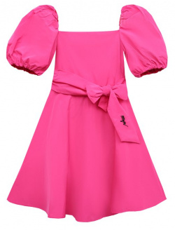 Платье MSGM kids MS029494 Приталенное с короткими объемными рукавами и