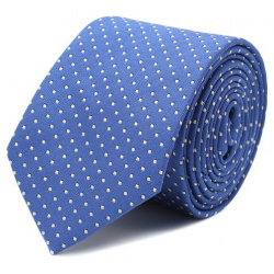 Шелковый галстук с узором Dal Lago N300/7328/II Синий широкий из