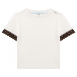 Хлопковая футболка Fendi BMI216/ST8 Белая прямого кроя сшита из