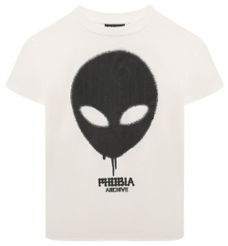 Хлопковая футболка Phobia Archive PHK00595 Белую футболку украсили контрастным