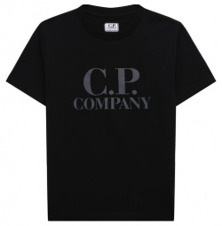 Хлопковая футболка C P  Company CUM006/LAA17/4A 8A Черную футболку прямого кроя