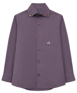 Хлопковая рубашка Stefano Ricci Junior YC007069/S2602 Фиолетовую клетчатую