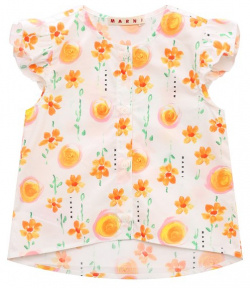Хлопковая блузка Marni M01122/M00S8 Свободная блуза с ярким цветочным принтом