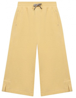 Хлопковые брюки Brunello Cucinelli BD869E634B Желтые расклешенные с двумя