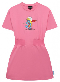 Хлопковое платье Emporio Armani 3D3A45/3J52Z Приталенное розовое с