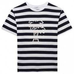 Хлопковая футболка Paolo Pecora Milano PP3655/6 12 Черно белый полосатый узор на