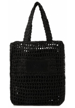 Сумка MSGM kids S4MSJGBA059 Плетеная черная с брендированным патчем в тон