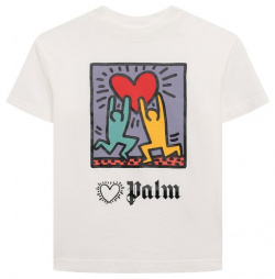 Хлопковая футболка Palm Angels PGAA002S24JER005/4 12 Mотлично белая