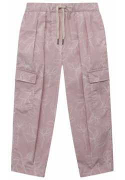 Хлопковые брюки карго Brunello Cucinelli BL934P208A Розовые с цветочным