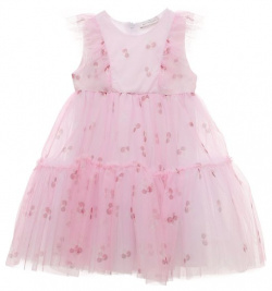 Платье Monnalisa 39C907 Розовое с пышным многоярусным подолом выполнили