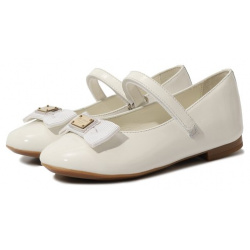 Кожаные балетки Dolce & Gabbana D11193/A5291/24 28 Белые туфли с круглым мысом и