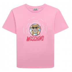 Хлопковая футболка Moschino HUM04R/LAA23/10 14 Розовую футболку украсили спереди