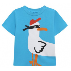 Хлопковая футболка Stella McCartney TU8581 Футболку небесно голубого оттенка