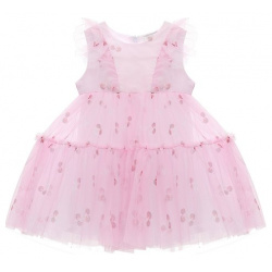 Платье Monnalisa 39C907 По романтичному платью из розового тюля рассыпаны