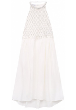 Хлопковое платье Brunello Cucinelli B0F79S617A Белое с английской проймой