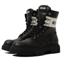 Кожаные ботинки MSGM kids 76273/36 40 Для пошива черных высоких ботинок мастера