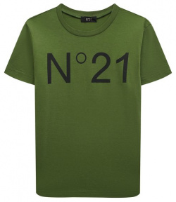 Хлопковая футболка N21 Nº21 N21173/N0153 Для пошива футболки оттенка хаки