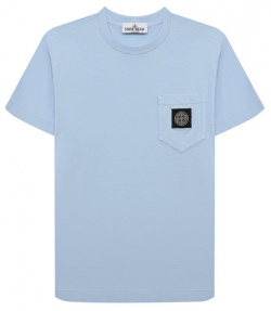 Хлопковая футболка Stone Island 801620347/10 12 Для пошива голубой футболки