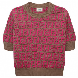 Пуловер из хлопка и шерсти Fendi JFG134/A0BG/4 6 Песочно розовый с