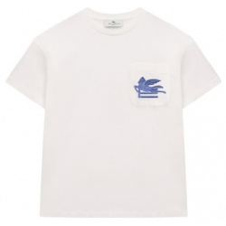 Хлопковая футболка Etro GU8P11 Для пошива молочно белой футболки использовали