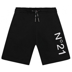 Хлопковые шорты N21 Nº21 N21614/N0154 Черные с крупным контрастным
