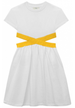 Хлопковое платье Fendi JFB501/5V0/8A 12+ Белое напоминает комплект из