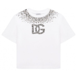 Хлопковая футболка Dolce & Gabbana L5JTMD/G7K2V/8 12+ Свободную белую футболку с