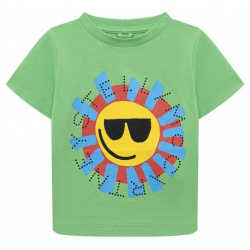 Хлопковая футболка Stella McCartney TU8631 Разноцветный принт Sunshine Face в