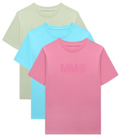 Комплект из трех футболок MM6 M60553/MM010 Прямая футболка дышащего розового