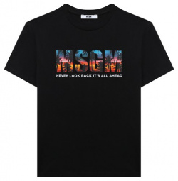 Хлопковая футболка MSGM kids S4MSJBTH239 Для пошива черной футболки прямого кроя