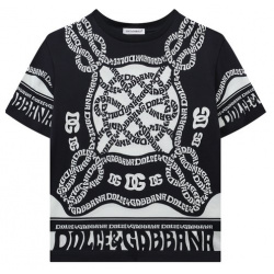 Хлопковая футболка Dolce & Gabbana L4JTEY/G7L0C/2 6 Черную футболку из коллекции