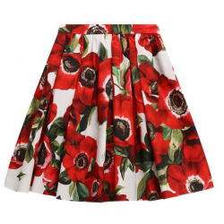 Хлопковая юбка Dolce & Gabbana L54I94/HS5Q4/2 6 Принт с огненно красными