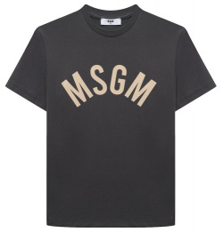 Хлопковая футболка MSGM kids S4MSJBTH265 Прямую футболку с круглым вырезом и
