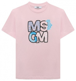 Хлопковая футболка MSGM kids S4MSJGTH071 Для изготовления розовой футболки