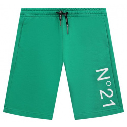 Хлопковые шорты N21 Nº21 N21614/N0154 Ярко зеленые прямые сшили из мягкого