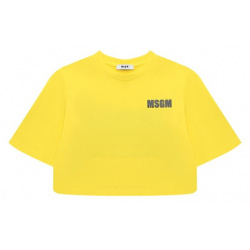 Укороченная футболка из хлопка MSGM kids S4MSJGTH007 Для изготовления желтой