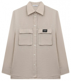 Льняная рубашка Dolce & Gabbana L44S01/FU4LG Для пошива бежевой рубашки из