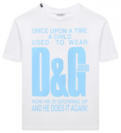 Хлопковая футболка Dolce & Gabbana L4JTEY/G7L6P/8 12+ Белую футболку с голубым