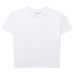 Хлопковая футболка Ermanno Scervino SFTS014C/JF075 Белой футболке с круглым